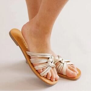 Matisse Tate Gold Woven Strappy Leather Slide Sandal Gold Metallic Size 7 Boho